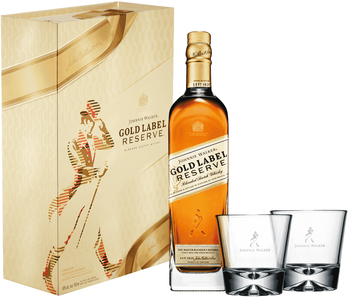 Whisky Johnnie Walker Gold Label Reserva 40% 0,7l + 2 Poháre 2019
